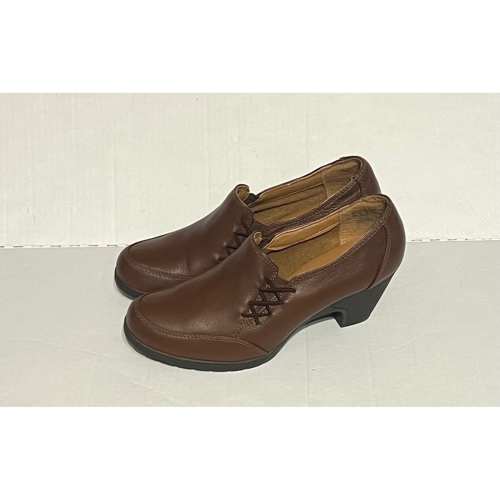 I Love Comfort Women's Brown Leather Slip On Wedge Heel Dress Shoes Size